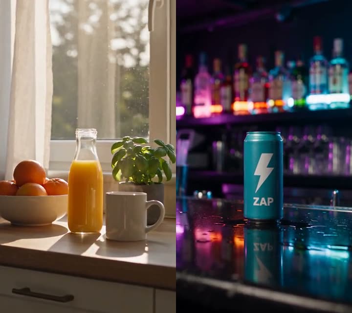 Same camera move, new scene and product