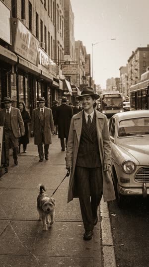 The same street scene restyled as 1920s gangster